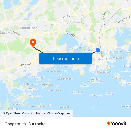 Opera to Suurpelto map