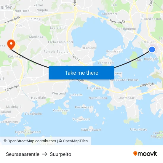 Seurasaarentie to Suurpelto map