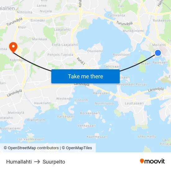Humallahti to Suurpelto map