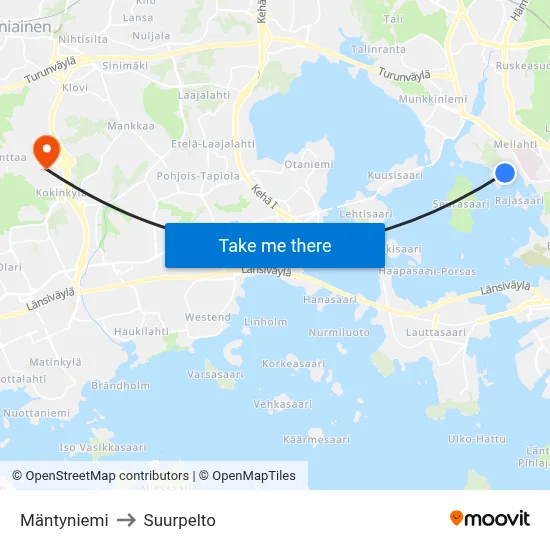 Mäntyniemi to Suurpelto map