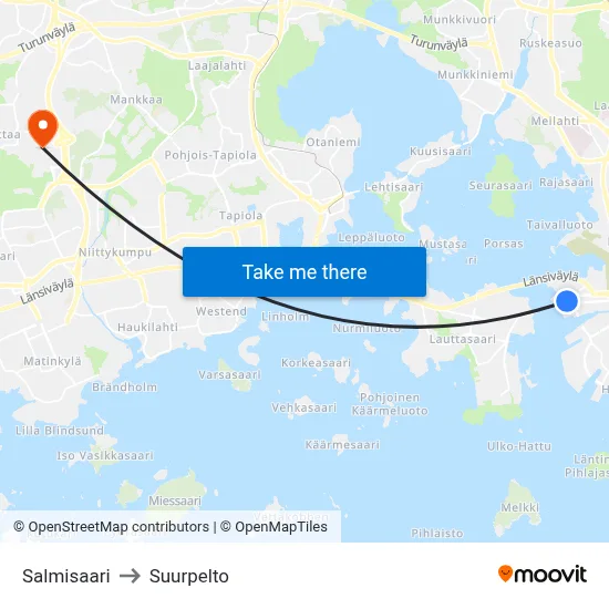 Salmisaari to Suurpelto map