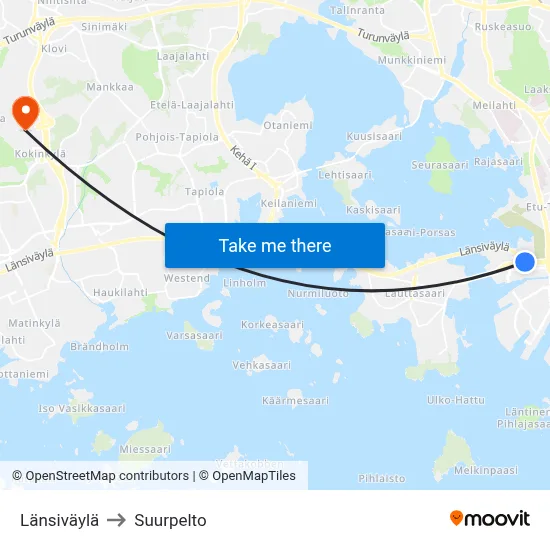 Länsiväylä to Suurpelto map