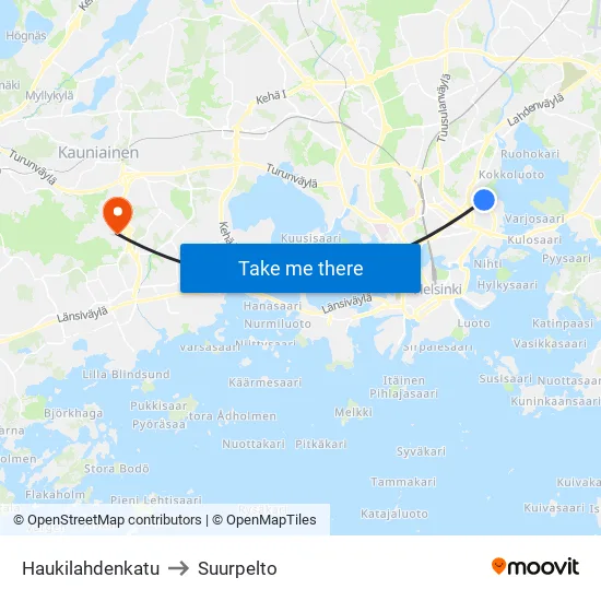Haukilahti Street to Suurpelto map