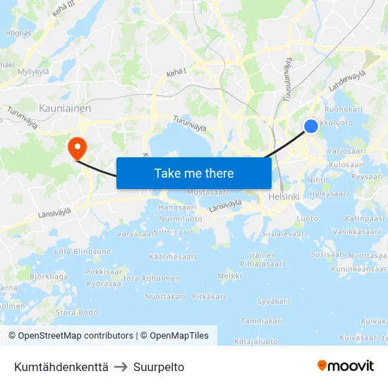 Kumtähti Field to Suurpelto map