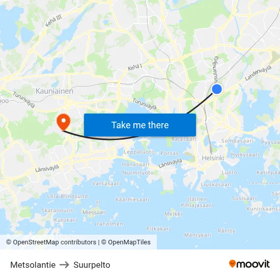 Metsola Road to Suurpelto map