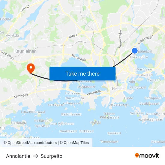 Annalantie to Suurpelto map