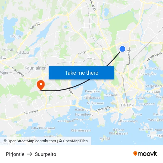 Pirjo Road to Suurpelto map