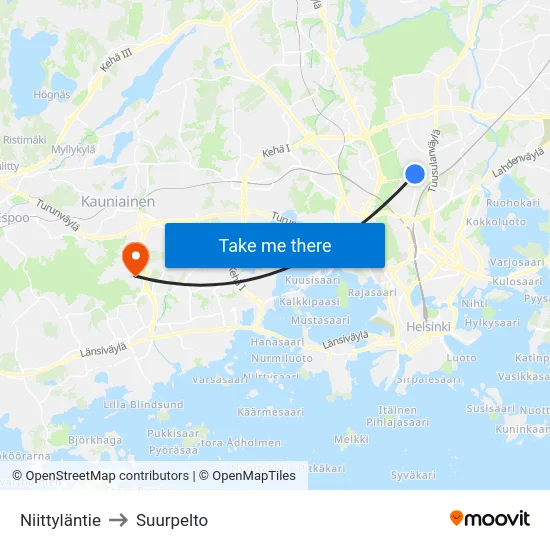 Niittyläntie to Suurpelto map