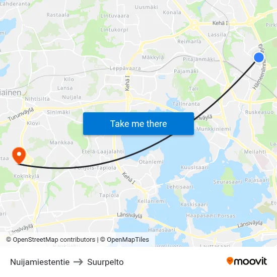 Nuijamies Road to Suurpelto map