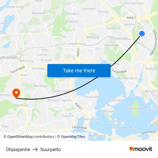 Ohjaajantie to Suurpelto map