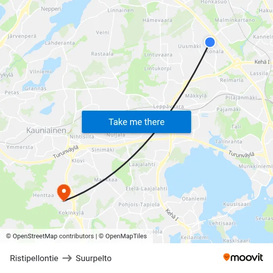 Ristipelto Road to Suurpelto map