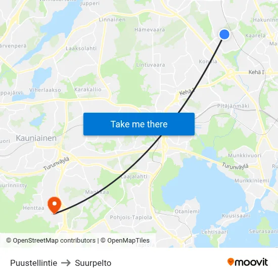 Puustellintie to Suurpelto map