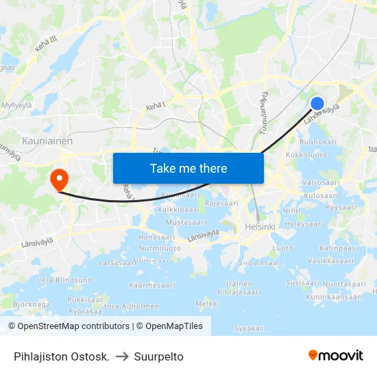 Pihlajiston Ostosk. to Suurpelto map