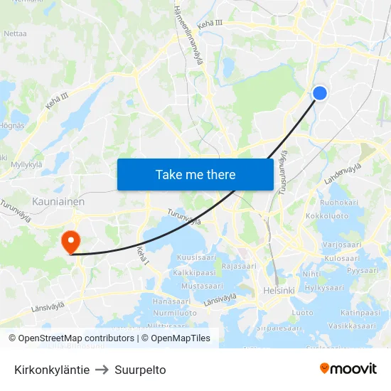 Kirkonkyläntie to Suurpelto map