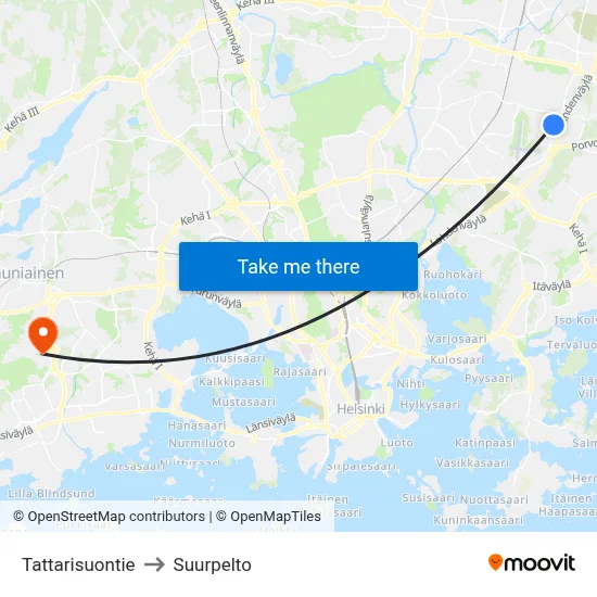 Tattarisuontie to Suurpelto map