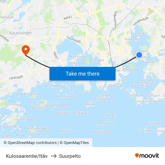 Kulosaarentie/Itäv. to Suurpelto map