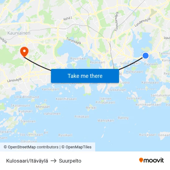 Kulosaari/East Highway to Suurpelto map