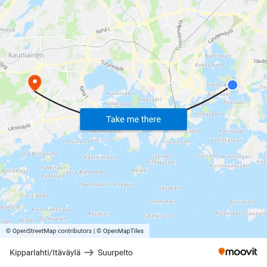 Kipparlahti/Eastern Highway to Suurpelto map
