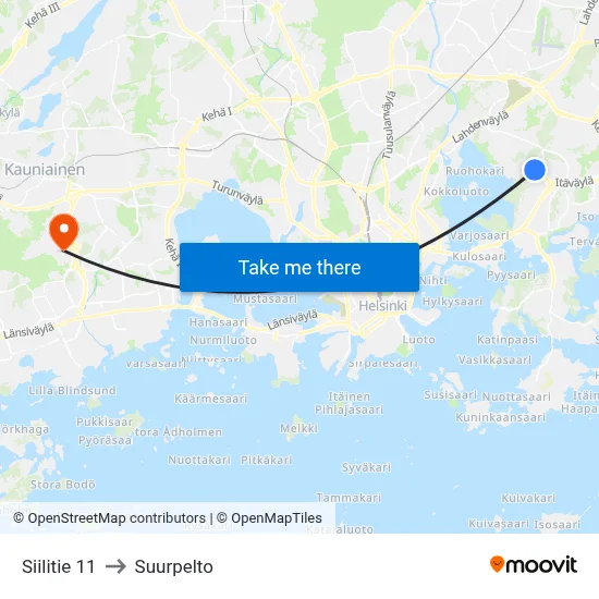 Siilitie 11 to Suurpelto map