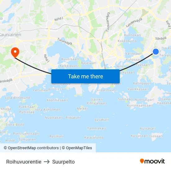 Roihuvuori Road to Suurpelto map