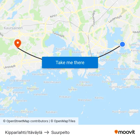 Kipparlahti/Eastern Highway to Suurpelto map