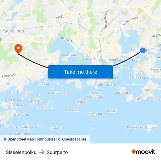 Sissele Path to Suurpelto map