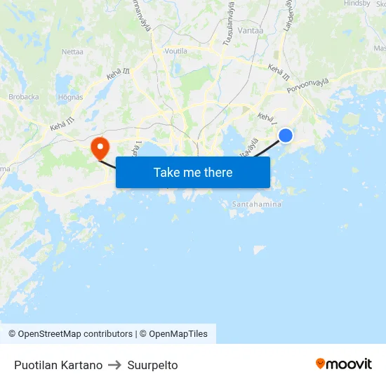 Puotila Manor to Suurpelto map
