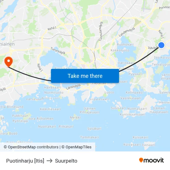 Puotinharju [Itis] to Suurpelto map
