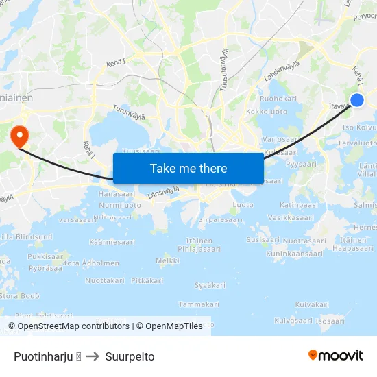 Puotinharju 🛍️ to Suurpelto map