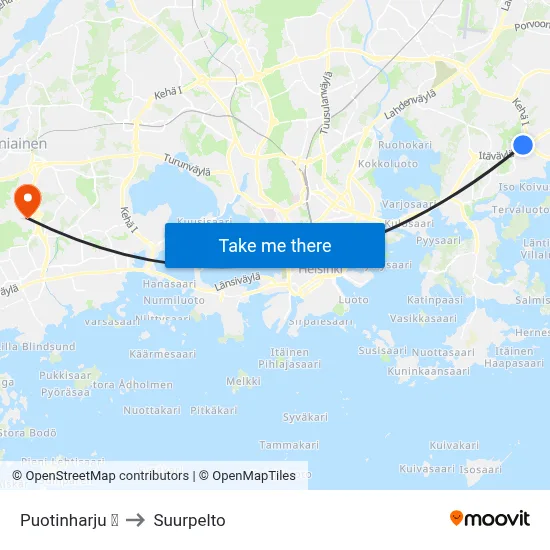 Puotinharju 🛍️ to Suurpelto map