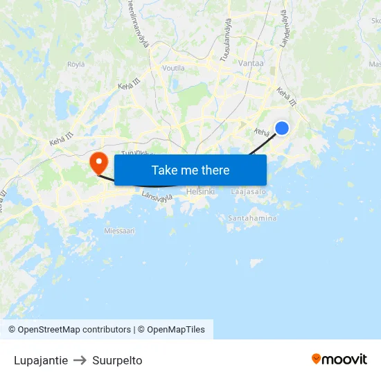 Lupaja Road to Suurpelto map