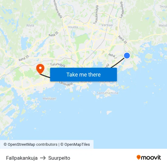 Fallpakka Alley to Suurpelto map