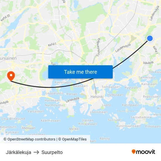 Järkälekuja to Suurpelto map