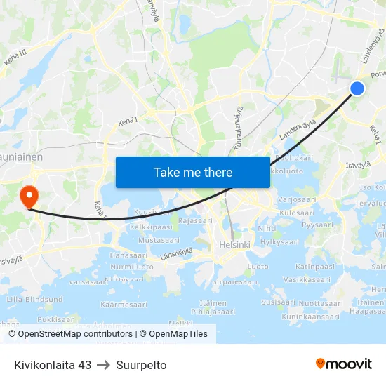 Kivikonlaita 43 to Suurpelto map