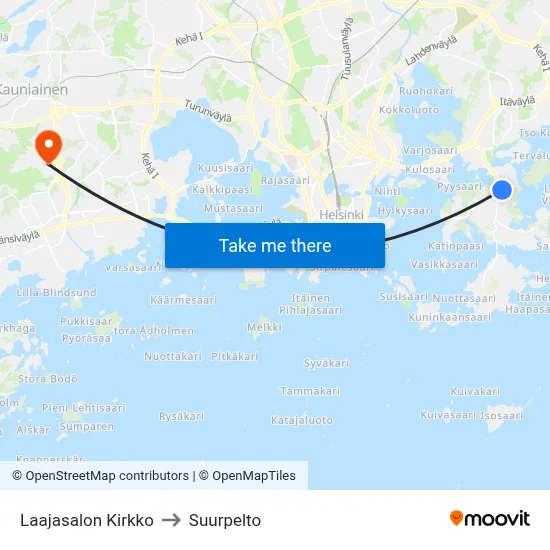 Laajasalo Church to Suurpelto map