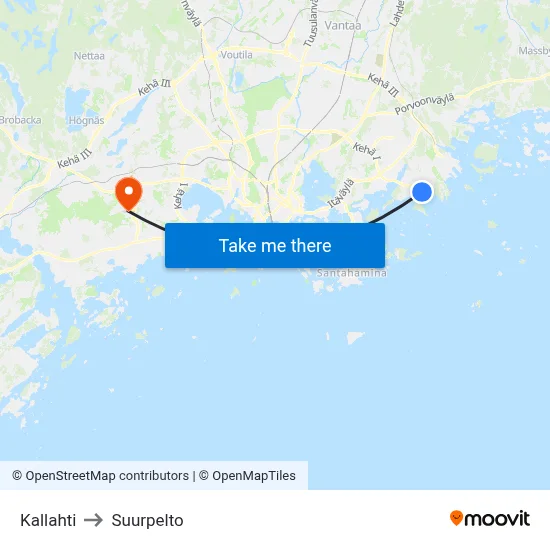 Kallahti to Suurpelto map