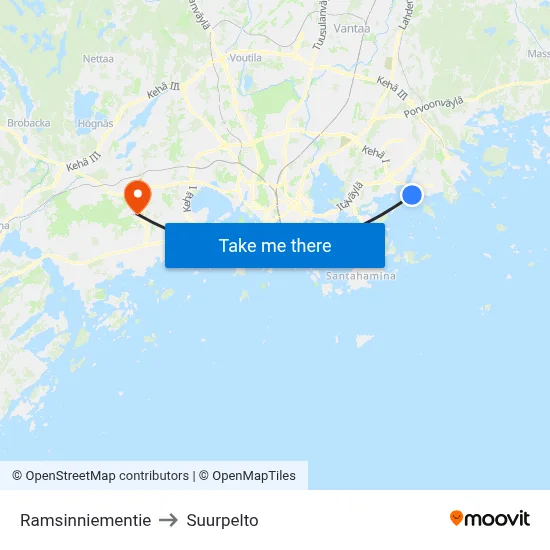 Ramsinniementie to Suurpelto map
