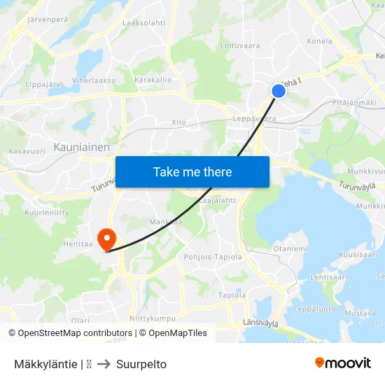 Mäkkyläntie | 🏫 to Suurpelto map