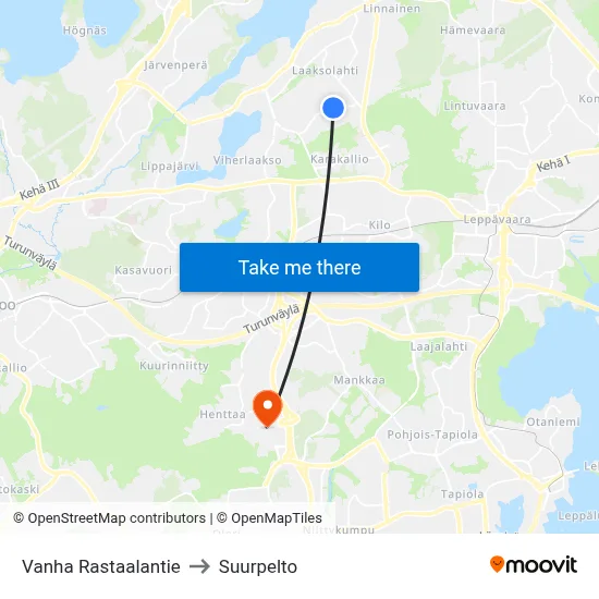 Old Rastaala Road to Suurpelto map