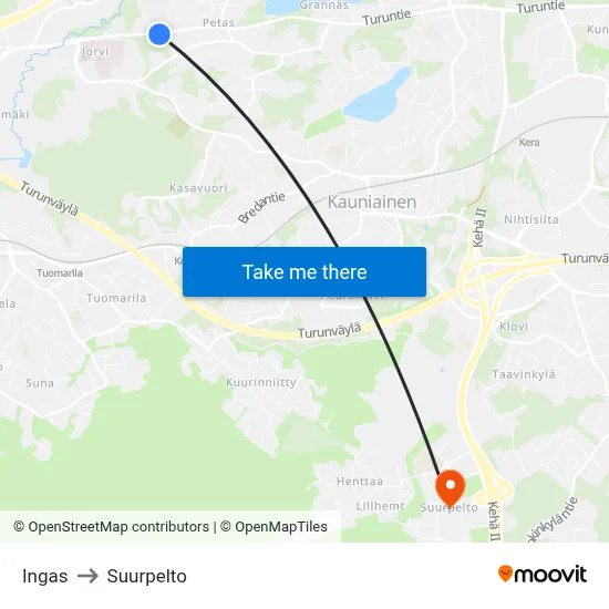 Ingas to Suurpelto map