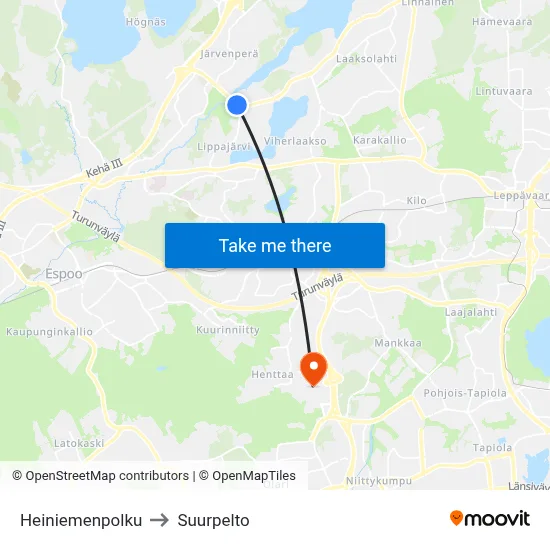 Heiniemi Path to Suurpelto map