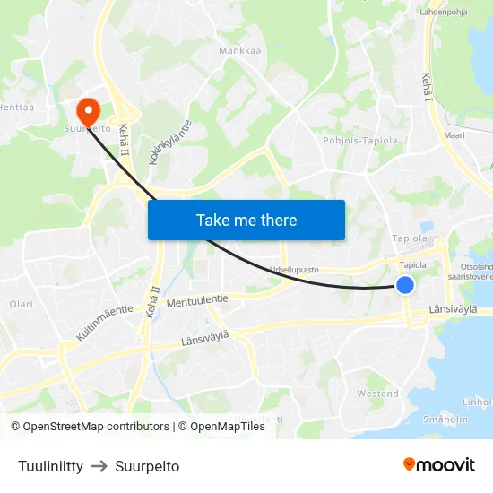 Wind Meadow to Suurpelto map