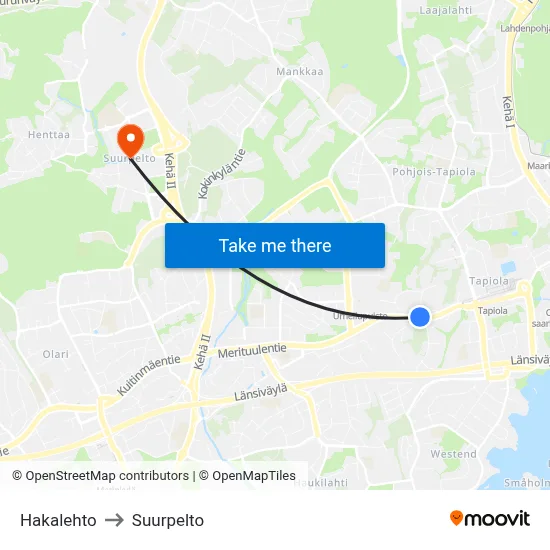 Hakalehto to Suurpelto map