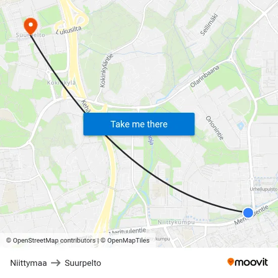 Niittymaa to Suurpelto map