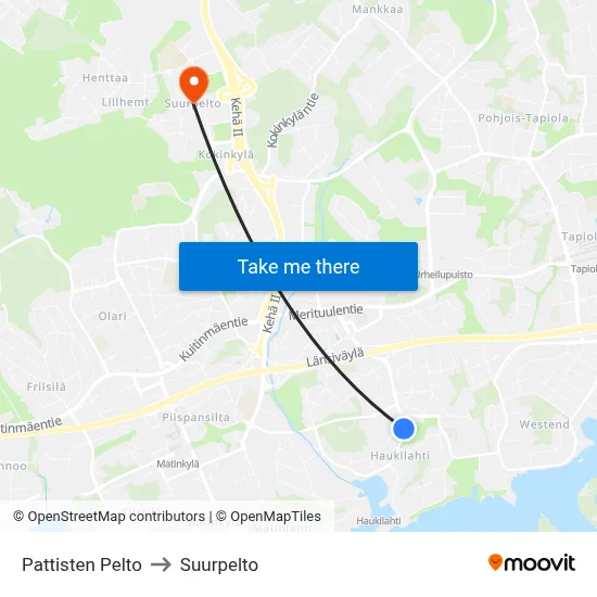 Pattinen Field to Suurpelto map