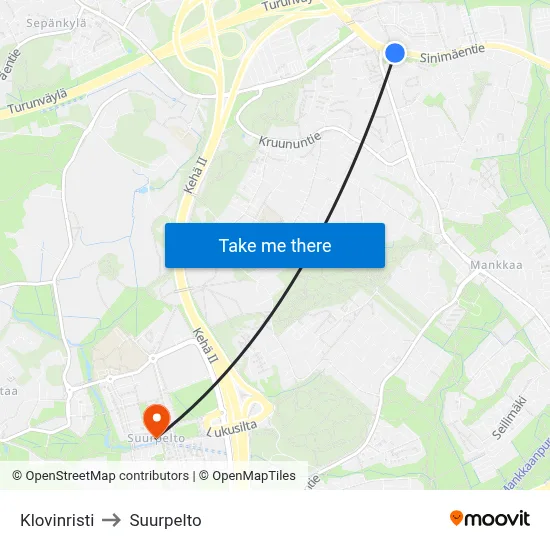 Klovinristi to Suurpelto map