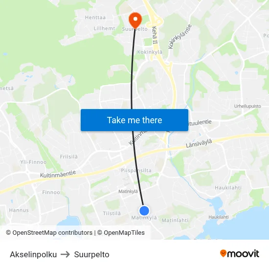 Akselinpolku to Suurpelto map