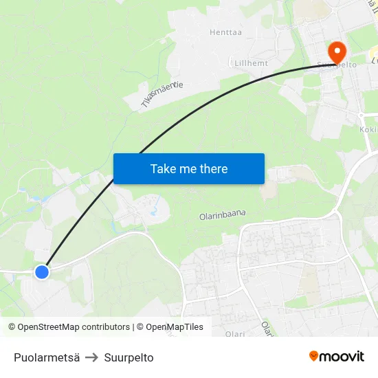 Puolarmetsä to Suurpelto map