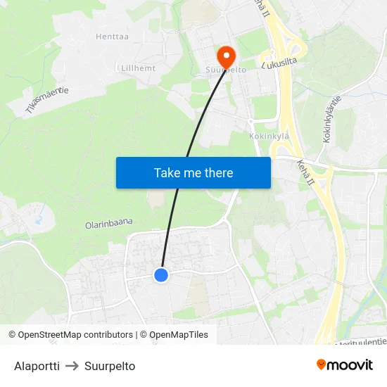 Alaportti to Suurpelto map