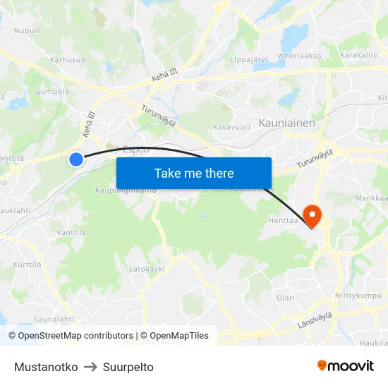 Black Valley to Suurpelto map